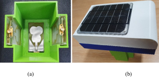 3D Printed Enclosure for Microwave Oil Sensor (a) Base with three Antenna Sensors (b) Enclosure with Solar Panel